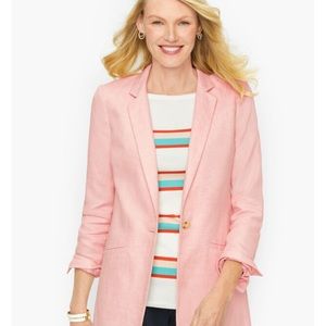 VINTAGE Talbots cream 100% linen coat with front pockets, shoulder pads. Size 10